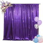 SquarePie Sequin Backdrop Less Transparent Background Sparkly Curtain for Wedding Halloween Party 10FT x 10FT Purple