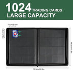 GEAoffice Premium 1000 Trading Card Binder, Large Side Loading 16 Pocket Card Collection Binder Album Folder for MTG, TCG & Sports, Green