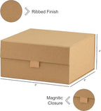 Purple Q Crafts 5 Pack Brown Kraft Ribbed Hard Gift Box With Magnetic Closure Lid 8"x8"x4" Square Favor Boxes With Classy Ribbed Paper Finish…