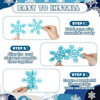Bucherry 12 Pcs Wooden Snowflake Table Decor 3D Snowflake Tabletop Signs and Centerpiece for Christmas Xmas Winter Wonderland Decorations Home Party(White, Light Blue)
