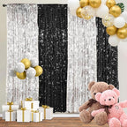 9FTx9FT Silver Big Sequin Backdrop Curtains Panels Drapes Home Party Supplies Sequin Background for Parties Shimmer Wall Backdrop Cloth and Thanksgiving Christmas