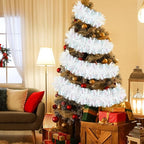 72 Feet Christmas Tinsel Garland Shiny Metallic Tinsel Twist Garland Streamers Ornaments Long Glitter Christmas Tree Hanging Decorations for Party Holiday Wedding Birthday Tree Wall Rail (White)