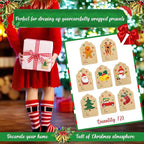 Zonon 720 Pieces Self Adhesive Christmas Gift Tag Xmas Kraft Name Tags Natural Kraft Xmas Stickers Paper Tags Labels for Christmas Decoration(Stylish Style)