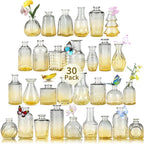 Glass Bud Vases in Bulk Set of 30 Pcs,Small Glass Vases for Flowers as Wedding Centerpieces for Tables,Clear Flower Vases Suitble for Wedding Decorations,Home Decor (Blue Yellow, 30 pcs)