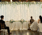 Ivory Tulle Backdrop Curtains with Lights String for Parites Wedding 20×8ft Ivory Sheer Backdrop Curtains for Baby Shower Birthday Party Photo Shoot Background Decorations(4 Panels 5ft×8ft)