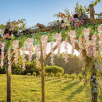 5 Pack Light Pink Wisteria Hanging Flowers Garland, 3.77 Feet Artificial Flower Vines, Fake Wisteria, Artificial Vines Hanging Garland for Backdrop Outdoor Yard Garden Decor