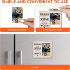 Magnetic Picture Frames - DADDY YOU ARE THE WORLD - Christmas Gift Birthday Gift for Dad - Unique Magnet Photo Frame For Men - Magnetic Frames for Refrigerator, Locker & More