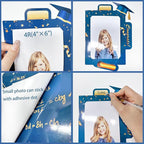pinkblume Graduation Party Decorations Navy Blue and Gold Grad Photo Banner Royal Blue Gold Congrats Grad Photograph Bunting Garland for 2025 Graduation Celebration Party Decorations Supplies
