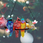 Stained Glass Window Hanging - Large Suncatcher Stained Glass Birds on Branch, Sun Catchers for Indoor Window Doors Room Home Decoration Hummingbird Gifts for Bird Lovers