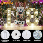 Pooqla Marquee Light up Numbers, Lighted Numbers for 2nd Birthday Decorations, Night Light Battery Powered for Silver Party Decorations, Gift for Boys Girls Christmas Wedding Home Room Decoration