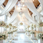 Wedding Arch Draping Fabric,2 Panels 18FT White Wedding Arch Drapes Chiffon Fabric Drapery Arch Decorations for Ceremony Reception Party Ceiling Backdrop