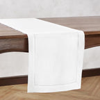 Linen Table Runner 48 inches – 100% Pure Linen Off White Medium Weight Hemstitch Table Runner 14 x 48 Inch – Ideal for Dresser and Coffee Tables, Spring, Summer, Wedding Gift – Azure