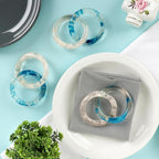 Set of 8 Epoxy Resin Napkin Ring - Interlocked Handmade Farmhouse Table Decor for Dining, Weddings, Holidays - Durable Elegant Napkin Holders for Special Occasion Blue Opaque - CLEENTABLE