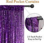 ShinyBeauty 4 Panels Purple Sequin Curtains | 2Ft x 8Ft Sparkle Photo Backdrop | Shimmer Background for Parties & Events | Mermaid Theme | Durable & Elegant Fabric Backdrop