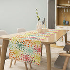 Mid Century Flower Table Runner, Colorful Geometric Abstract Chrysanthemum Vintage Farmhouse Decorations Orange Yellow Gray Table Runner for Kitchen Dining Holiday Party Decor, 13x90 Inch