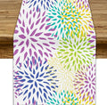 Purple Flowers Table Runner, Chrysanthemum Dahlia Vintage Modern Colorful Spring Summer Elegant Table Runner for Party Kitchen Dining Living Room Laundry Room Decor, 13x90 Inch