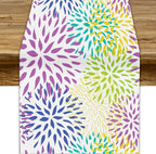 Purple Flowers Table Runner, Chrysanthemum Dahlia Vintage Modern Colorful Spring Summer Elegant Table Runner for Party Kitchen Dining Living Room Laundry Room Decor, 13x70 Inch