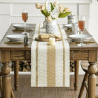 Artoid Mode Burlap Brown Farmhouse Woven Rustic Table Runner, Seasonal Holiday Hollow Kitchen Dining Table Decoration for Home Party Decor 12x108 Inch