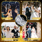 50 Pcs Wedding Fairy Wands with Bells Foil Tinsel Ribbon Stick Wands Tinsel Party Streamers with Bell Glittery Bridal Wedding Send Off Ideas Holiday Celebration (Silver)