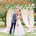 5 Pack Champagne Wisteria Hanging Flowers, 3.44 Ft Fake Hanging Flowers, Artificial Wisteria Garland Vines for Wedding Room Backdrop Outdoor Patio Garden Decoration