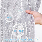 Sequin Backdrop Curtains 6ft x 8ft Silver Background Wedding Decoration Panels Giltter Curtains for Birthday Party 2 Pcs 3ftx8ft