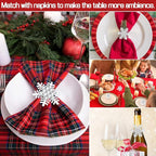 Halatool Christmas Napkin Rings Set of 8, White Snowflake with White Rhinestone Napkin Holder for Christmas Thanksgiving Winter Holiday Place Setting, Weddings, Party Table Decoration