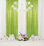 ShinyBeauty Green Sequin Backdrop Curtains 8ft 2 Panels Glitter Backdrops for Photoshoot Shimmer Background Wedding Backdrop Party (4FTx8FT,Olive Green)