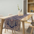 Boho Floral Vintage Table Runner, Blue Purple Retro Flower Rustic Country Farmhouse Pattern for Home Kitchen Table Decor Dining Coffee Room Party Decor 13x90in