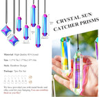 HDCRYSTALGIFTS Set 7 Crystal Sun Catcher Prisms, AB Colored Suncatcher Crystals Indoor Window Hanging Christmas Ornaments Rainbow Maker Prisms for Home Garden Decor