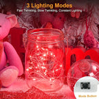 btfarm 30 Pack Fairy Lights Battery Operated [3 Modes], 7ft 20 Led Twinkle Lights String Lights Waterproof Bulk Small Mini Silver Wire for Christmas Mason Jars Wedding Table Centerpiece, Red