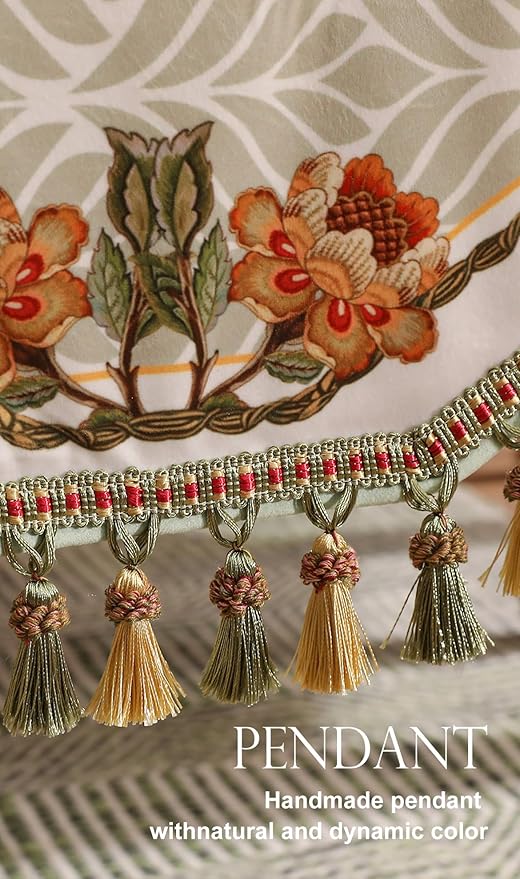 patdrea Designer Elegant French Floral Velvet Table Runner 71 Inch Long, Green with Orange Blossoms Pattern Table Mat, Decor for Kitchen Dining Coffee Table Cabinet Banquet Thanksgiving,12"*71"