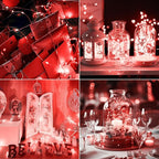 kolpop 6 Pack LED Fairy Lights Battery Operated, Mini Twinkle String Lights Battery Powered Waterproof for Christmas Mason Jars Party,Red