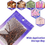 Funfery 100 Pack Gradient Holographic Bags,Resealable Bags with Zipper,Clear Window Packaging Pouch,Foil Bag for Food Storage,Sample Jewelry Baggies(3×4.7In,Purple Pink)