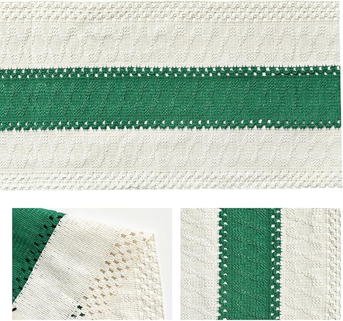 Artoid Mode Dark Green Farmhouse Rustic Table Runner, Seasonal Holiday Hollow Kitchen Dining Table Decoration for Home Party Decor 12x108 Inch
