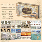 18 Rolls Travel Washi Tape Set journaling Tape for Crafts and Journaling DIY Scrapbook Tape for journaling Scrapbooking Supplies washi Tape for Scrapbooking
