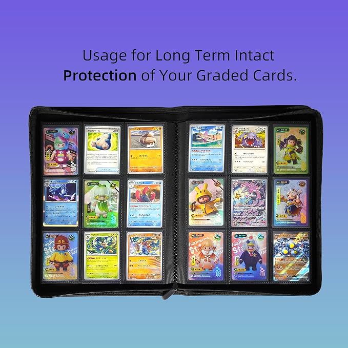 9 Pockets Premium Card Binder 360 Cards Trading Card Binders Zip Card Storage Display Album(9 Pocket 360 Card Slot,Blue)