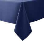 Biscaynebay Textured Fabric Tablecloths 60x84 Inches Rectangular, Navy Water Resistant Tablecloths for Dining, Kitchen, Wedding and Parties etc. Machine Washable