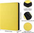 GEAoffice Premium 1000 Trading Card Binder, Large Side Loading 16 Pocket Card Collection Binder Album Folder for MTG, TCG & Sports, Yellow