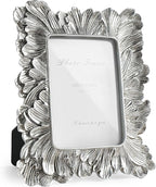 Silver 3x5 Picture Frame, Vintage Silver Palm Leaves Textured Hand-Crafted Resin with Glass Front, Small Frames Elegant Retro Rustic Design for Wall and Tabletop Display Home Decor