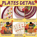 452 Pcs Turkey Thanksgiving Party Supplies for 50 Guests, Fall Thanksgiving Paper Plates Napkins Cups Tablecloth Cutlery Straws Tableware Set for Autumn Friendsgiving Party Decorations