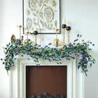 Mizii Blue Artificial Flower Garland 6FT Fake Wildflower Floral Garland Hanging Vines Spring Summer Flowers Decorations for Mantle Table Centerpieces Room Wall Fireplace Wedding Decor (Navy Blue)