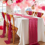 Sequin Table Runner Fuchsia 10 Pcs 12x108 Inches Elegant Wedding Sparkly Fabric Table Runners for Bridal Shower Banquet Celebration Decorations