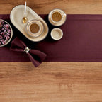 Solino Home Linen Burgundy Table Runner 156 Inches Long - 100% Pure Linen Extra Long Table Runner 14 x 156 Inch for Christmas, Fall, Autumn, Thanksgiving - Classic Hemstitch