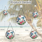 Stained Glass Window Hanging - Blue White Hummingbirds Pink Flowers Suncatcher for Door Terrace Garden Home Decor Bird Sun Catcher Birthday Gifts for Lovers Women Men Dad Mom Nana 15 in