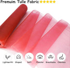 Red Tulle Fabric Roll, 54 Inch by 10 Yards (30 ft) for Wedding Party Decoration Spool Bolt, Ceiling Decor, Tutu Skirt, Gift Wrapping, Soft & Drape (Red)