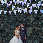 33Ft Iridescent Party Decoration Holographic Fabric Triangle Pennant Banner Flag Cotton Bunting Garland for Birthday Wedding Bridal Shower Bachelorette Engagement Disco Euphoria Galaxy Party Supplies