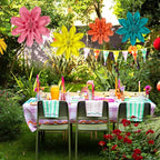 ADLKGG Hanging Colorful Paper Flower Fans Decorations, Flower Paper Fan Event Accessory for Tea Party, Wall Background Birthday, Wedding, Summer Party, Classroom Decor, Nursery Decoration, Set of 4