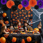 BEISHIDA Black Orange Purple Hanging Honeycomb Round Paper Fans Decoration Set for New Year Baby Shower Halloween Birthday Wedding Photo Booth Backdrops Anniversary Paper Party Supplies 11packs