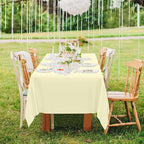 QZYL 12 PCS Ivory Plastic Tablecloths, 54 in x 108 in Dinner Table Cloths, Rectangle Table Cover for Birthday Party Family Gathering Wedding