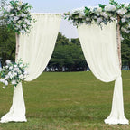 PARTISKY 10ftx10ft Ivory Chiffon Sheer Backdrop Curtains, Wrinkle-Free Wedding Backdrop Drapes for Birthday Party Ceremony Arch Stage Decor Background for Photography 5ft x 10ft,2 Panels